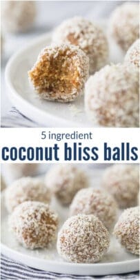 pinterest image for Easy Coconut Bliss Bars - Best Protein Balls
