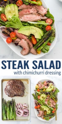 pinterest image for California Grilled Steak Salad With Chimichurri Dressing