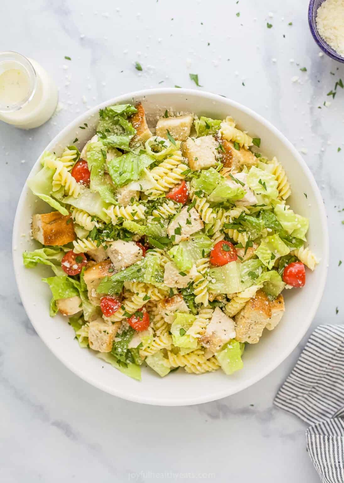 Easy Chicken Caesar Pasta Salad | Joyful Healthy Eats