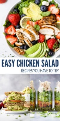 pinterest image for easy chicken salad recipes