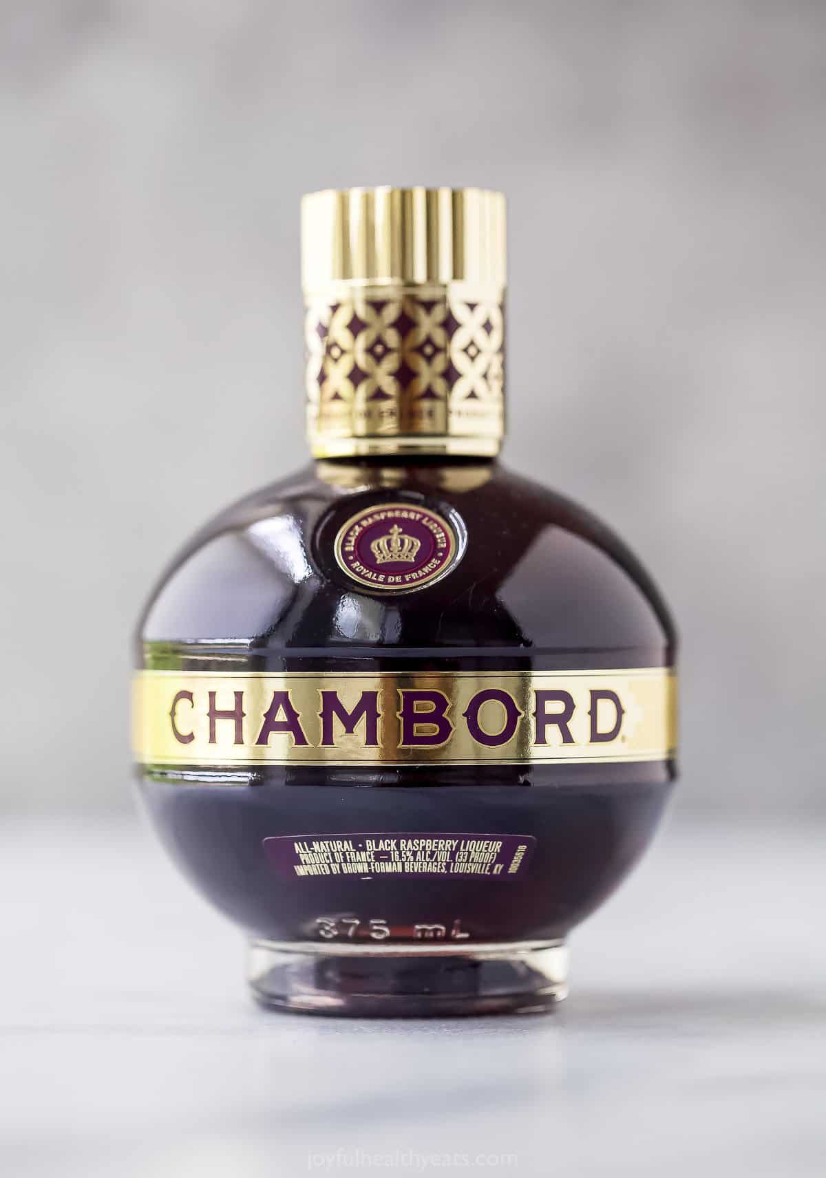 a bottle of Chambord liqueur