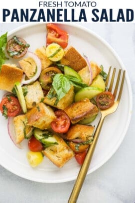 pinterest image for Fresh Tomato Panzanella Salad