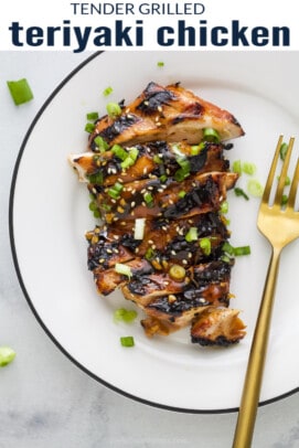 pinterest image for The Best Juicy Grilled Teriyaki Chicken Recipe