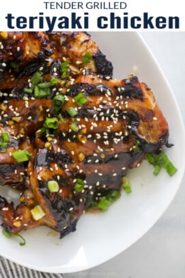 pinterest image for The Best Juicy Grilled Teriyaki Chicken Recipe