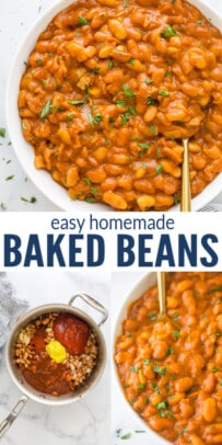 pinterest image for Super Easy Homemade BBQ Baked Beans