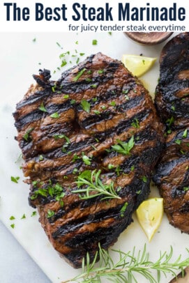 pinterest image for Easy Steak Marinade Recipe