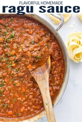 pinterest image for Homemade Ragu Sauce - The Perfect Pasta Topping!