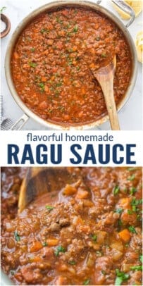 pinterest image for Homemade Ragu Sauce - The Perfect Pasta Topping!