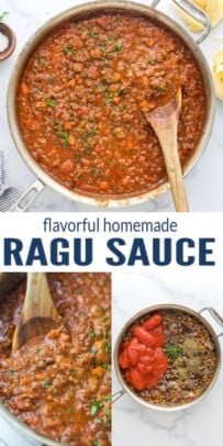 pinterest image for Homemade Ragu Sauce - The Perfect Pasta Topping!