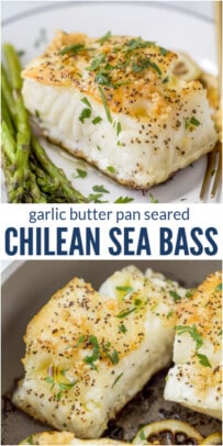 pinterest image for pan seared chilean sea bass