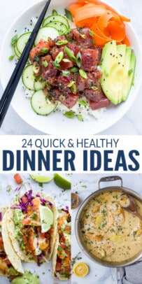 pinterest image for 24 Quick & Healthy Dinner Ideas