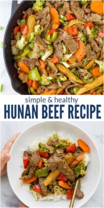 pinterest image for Easy Hunan Beef