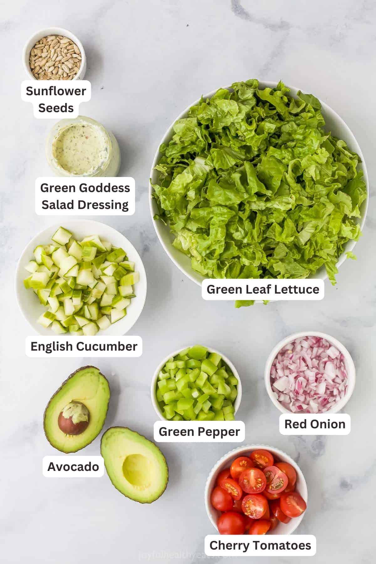 Ingredients for Green Goddess Salad.