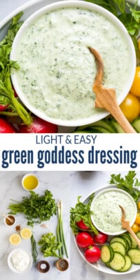 pinterest image for Light & Easy Green Goddess Dressing