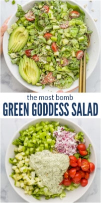 pinterest image for The Most Bomb 15-Minute Green Goddess Salad