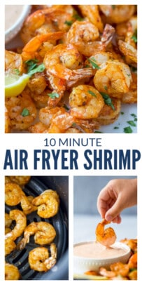 pinterest image for 10 Minute Air Fryer Shrimp