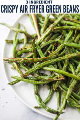 pinterest image for 3 Ingredient Air Fryer Green Beans