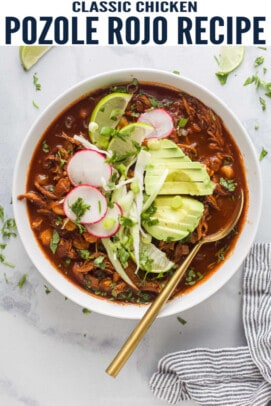 pinterest image for Chicken Pozole Rojo