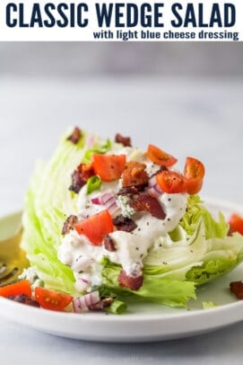 pinterest image for Classic Wedge Salad with Blue Cheese Dressing