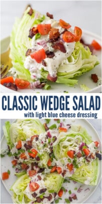 pinterest image for Classic Wedge Salad with Blue Cheese Dressing