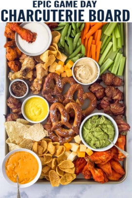 pinterest image for Epic Game Day Charcuterie Board - Ultimate Football Food