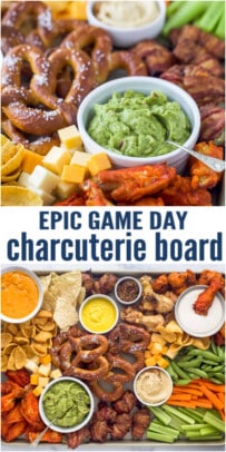 pinterest image for Epic Game Day Charcuterie Board - Ultimate Football Food
