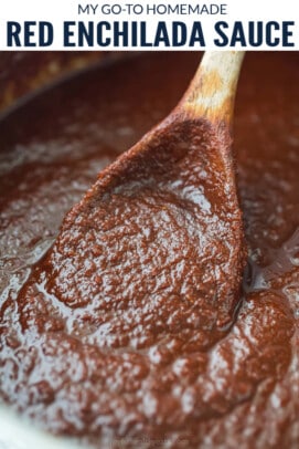 pinterest image for My Go-to Homemade Red Enchilada Sauce