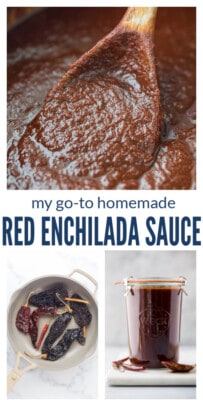 pinterest image for My Go-to Homemade Red Enchilada Sauce