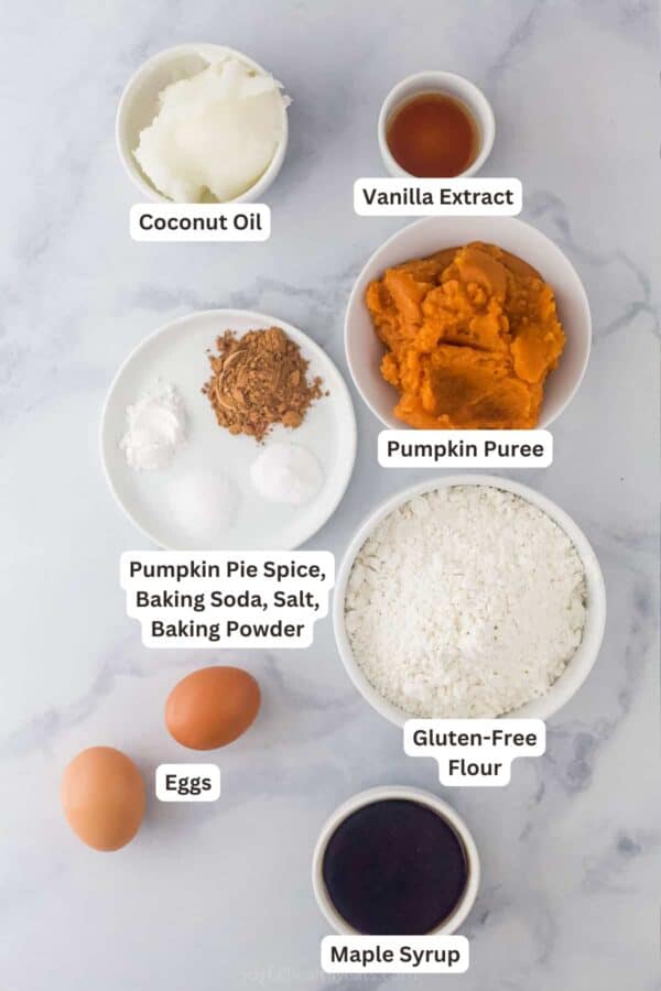 Ingredients for Pumpkin Muffins with Cinnamon Streusel.