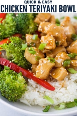 pinterest image for Teriyaki Chicken Bowls