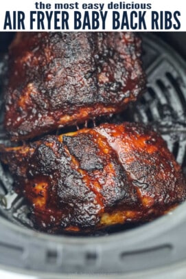 pinterest image for The Most Delicious Air Fryer Ribs