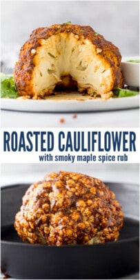 pinterest image for Whole Roasted Cauliflower