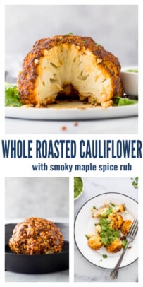 pinterest image for Whole Roasted Cauliflower