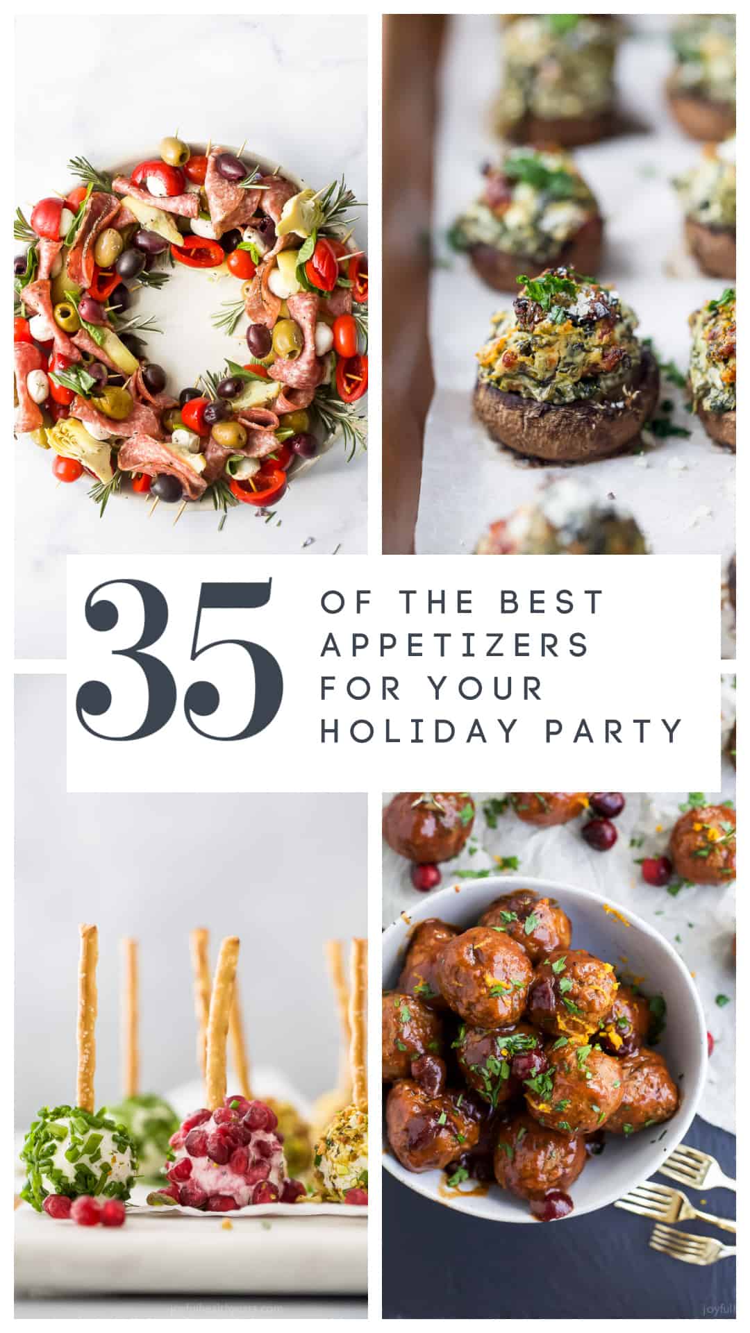 pinterest image for 35 of the Best Appetizers for your Holiday Party