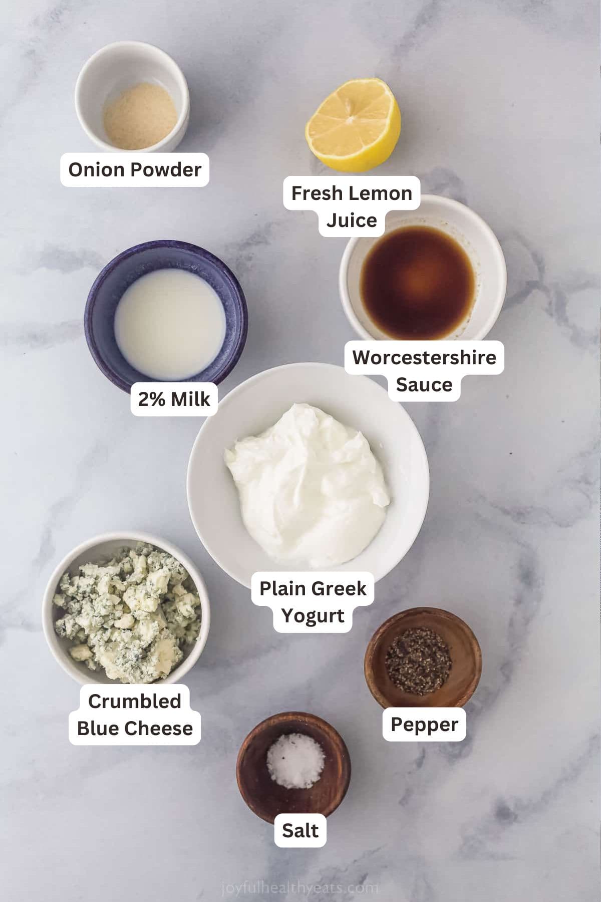 Ingredients for Classic Wedge Salad with Light Blue Cheese Dressing.