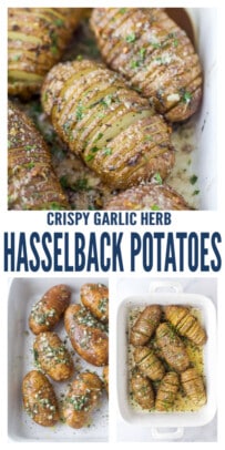 pinterest image for Garlic Herb Hasselback Potatoe