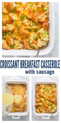 pinterest image Croissant Breakfast Casserole with Sausage