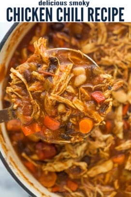 pinterest image for Smoky Chicken Chili - Healthy Comfort Food