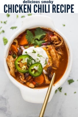 pinterest image for Smoky Chicken Chili - Healthy Comfort Food