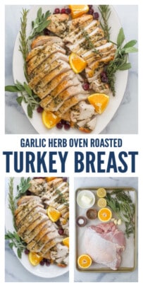 pinterest image for Roasted Turkey Breast with Garlic and Herb Butter