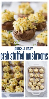 pinterest image for Quick Crab Stuffed Mushrooms