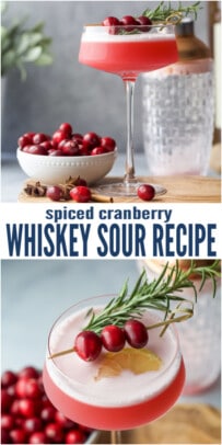 pinterest image for Spiced Cranberry Whiskey Sour Recipe