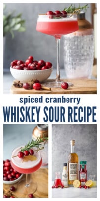 pinterest image for Spiced Cranberry Whiskey Sour Recipe