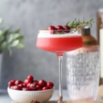 close up of ،ed cranberry whiskey sour
