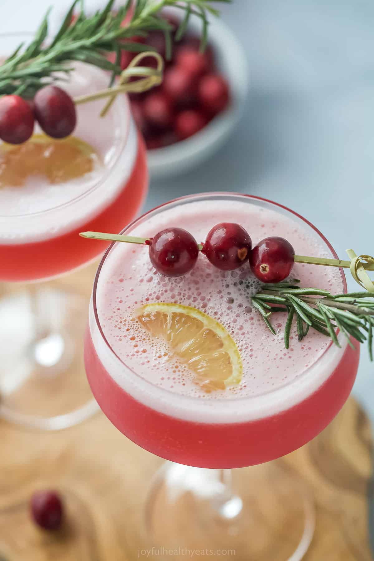 closeup of spiced cranberry whiskey sour