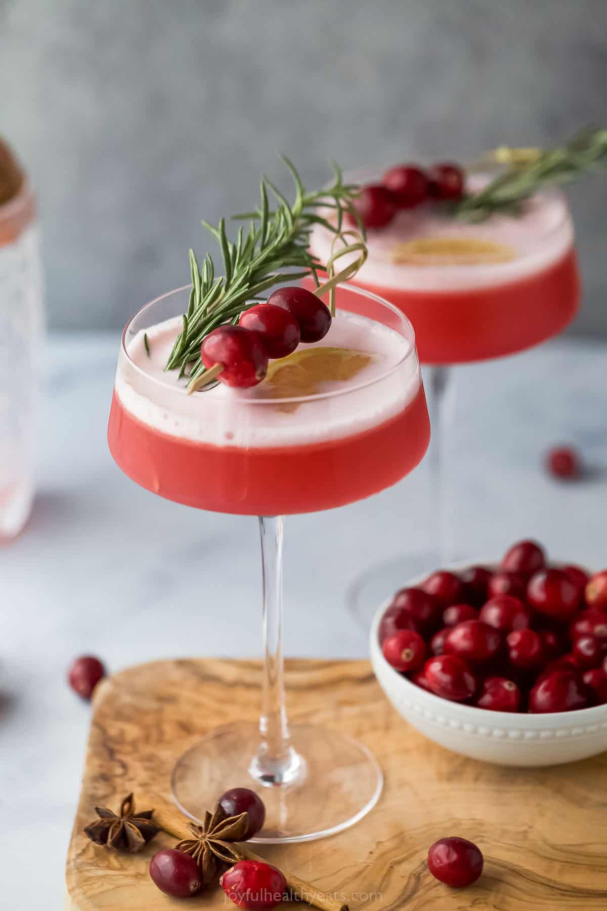 image of Spiced Cranberry Whiskey Sour in a coup gl،