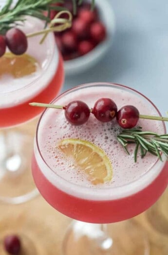 closeup of spiced cranberry whiskey sour