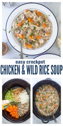 pinterest image for Easy Crockpot Chicken & Wild Rice Soup