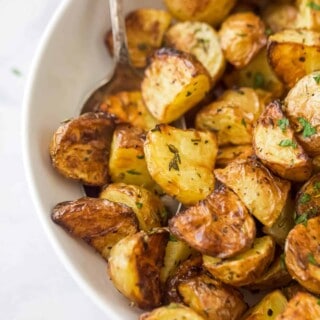 a bowl of air fryer roasted potatoes