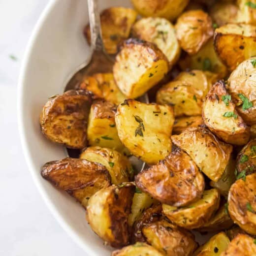 a bowl of air fryer roasted potatoes